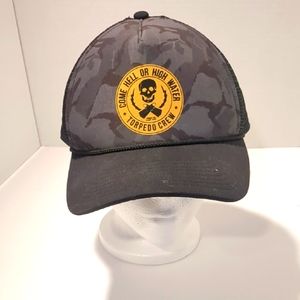 Paragonia Black and Gray Camouflage Cap with Yellow Patch